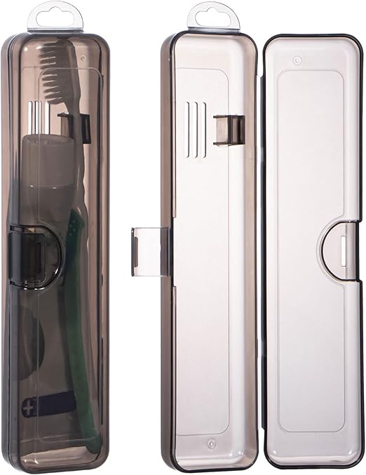 Yeeco Toothbrush Case 2 Packs, Transparent Black Toothbrush