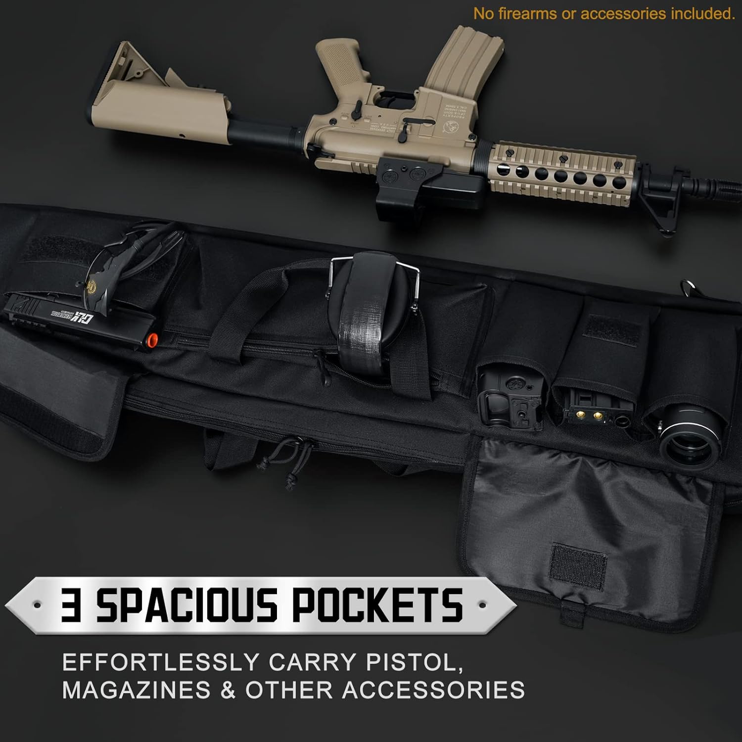 DULCE DOM Double Rifle Case 36 38 42 44 48 inch, Tactical Backpack for Range & Hunting, Soft Gun Bag with Movable Divider, Multiple Magazine & Accessory Pouches