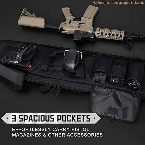 Miniatura 4 de DULCE DOM - Funda doble para rifle de 38 42 44 pulgadas, funda táctica suave para campo de tiro, divisor móvil para 1 o 2 engranajes, múltiples