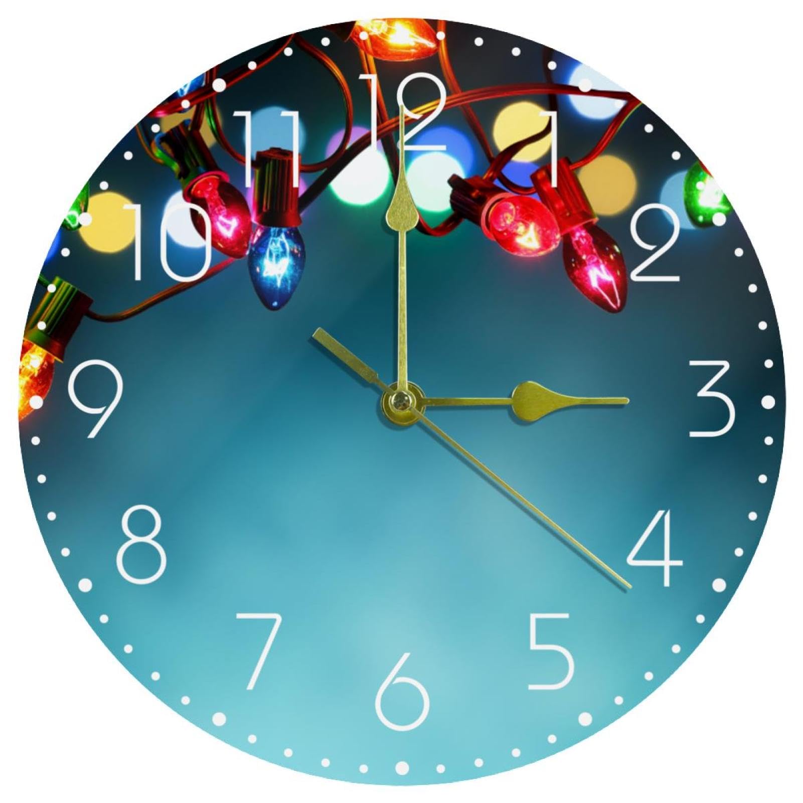 Horloge murale de Noël pour salon et cuisine ambiance ferme sans bruit