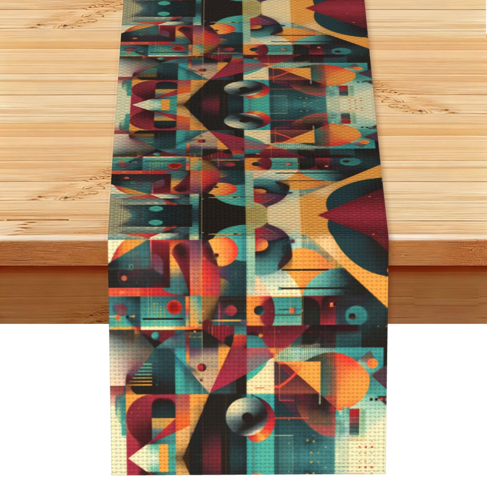 Colours and shapes collide Linen Feel Table Runner Wedding Party Home Decoration