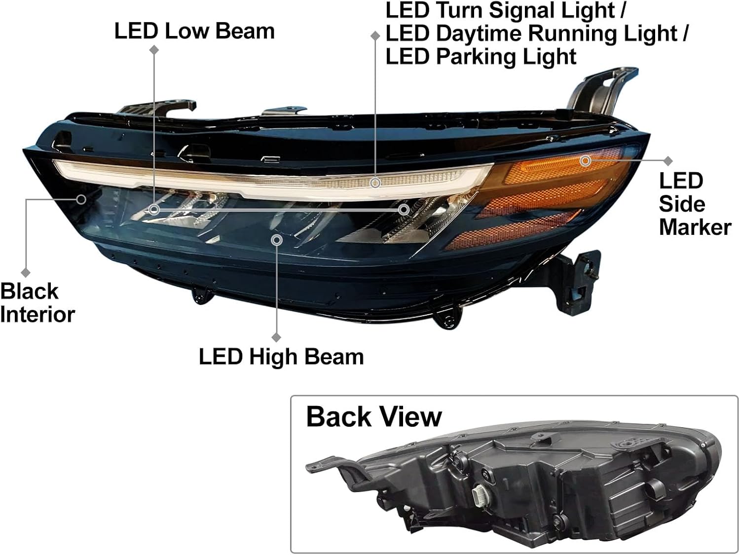 KAP Replacement for All LED Head Lamp 2023 2024 Accord Sedan Driver Left Side 3315030AA01 HO2502213