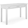 SIMPLIHOME Hollander Desk - 60-Inch Wide Solid Wood Writing Desk in White, Contemporary Home Office Computer Table for Workspace or Study with 2 Drawers and Flip-Down Keyboard Tray