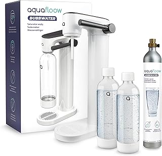 Aquafloow Saturateur D'eau Gazeuse – avec Cylindre CO2 & 2 Bouteilles 800ml sans BPA – Machine à Eau Pétillante sans électricité – Design Moderne pour la Cuisine ou le Bureau