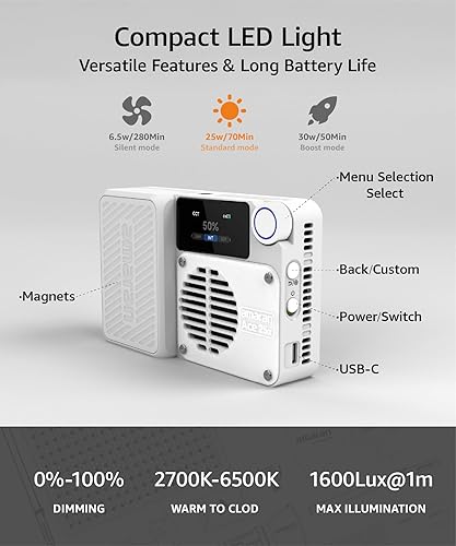 Miniatura 2 de amaran Ace - Kit de 25 luces LED de bolsillo bicolor, modo de aumento a 32 W mini luz de video en la cámara, 2700K  6500 K, soporte magnético de