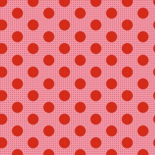 Tilda Medium Dots 100% Cotton Fabric - Oeko-TEX - Red Spots Design Bag Making Fabric - 1.125m Wide - metre roll