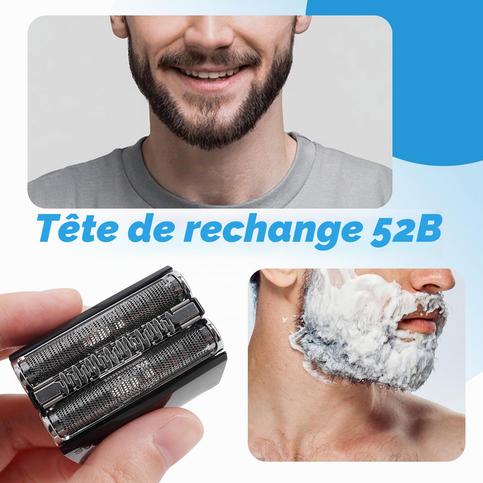 Lot de 2 lames de rechange 52B Series 5 compatibles avec les rasoirs électriques série 5, 52B et lames de coupe compatibles avec 5018S, 5020CS, 5050CS, 5031S