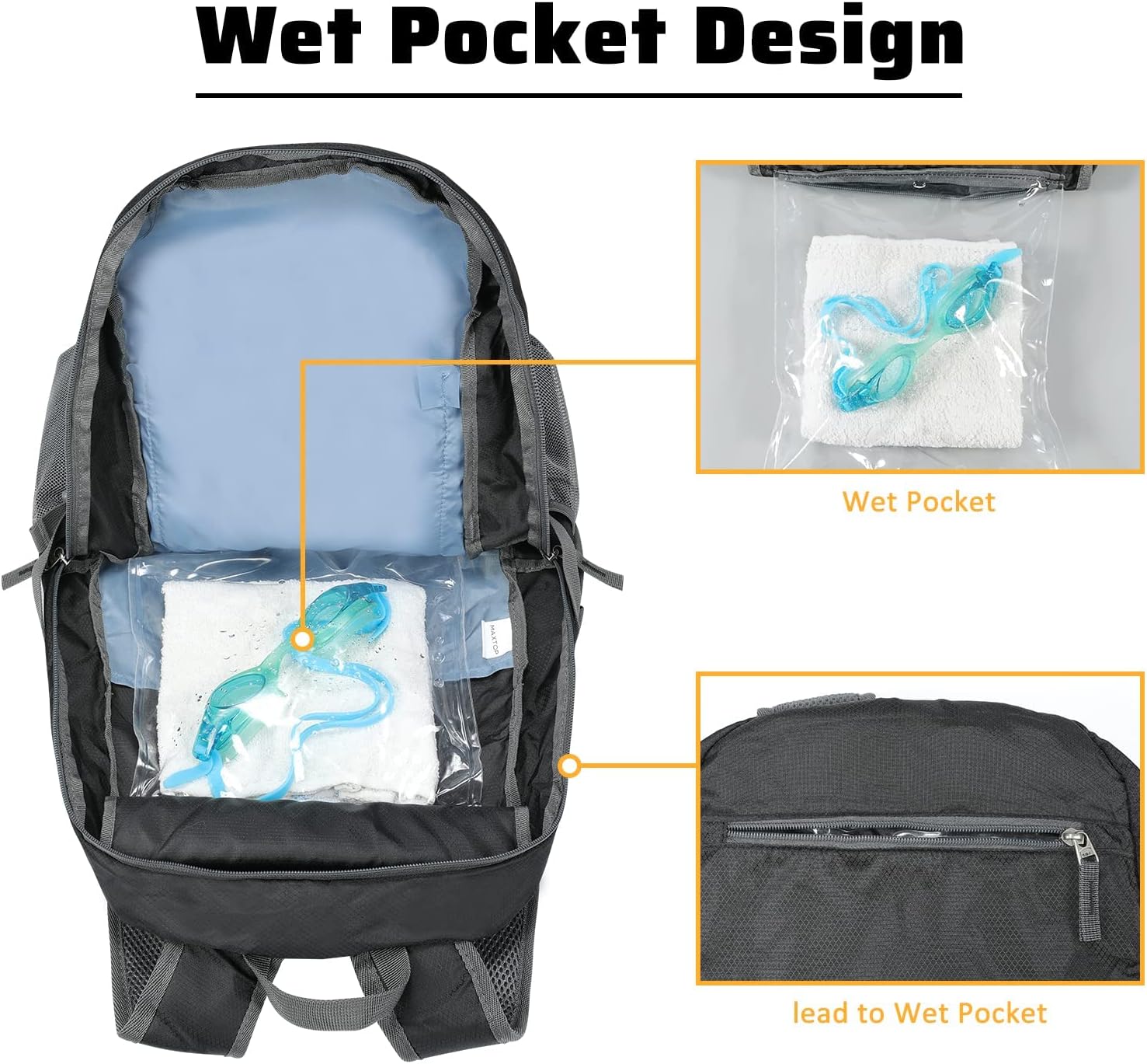 MAXTOP Hiking Backpack 40/50L Lightweight Packable for Traveling Camping Water Resistant Foldable Outdoor Travel Daypack