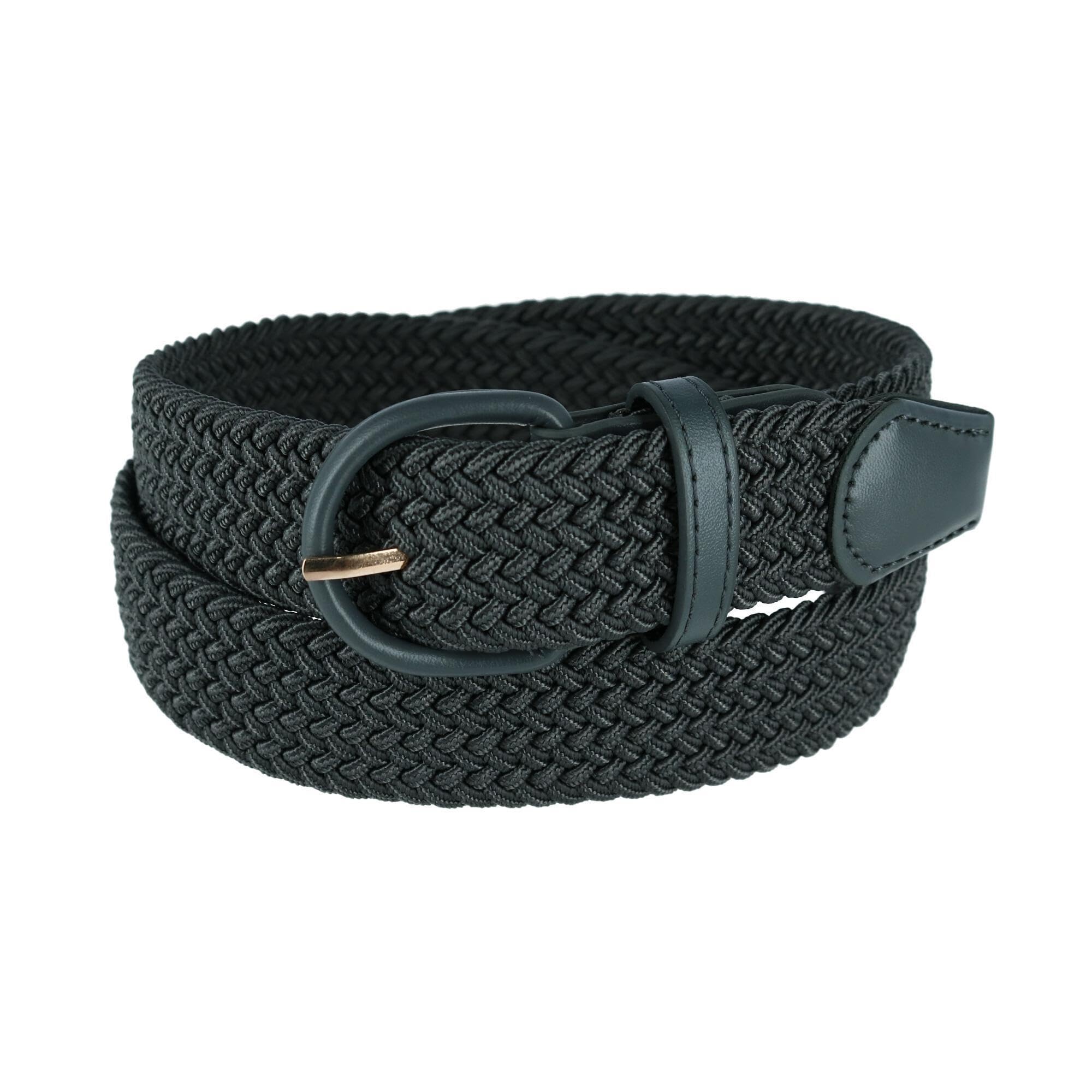 CTM Men's Elastic Braided Belt with Covered Buckle (Big & Tall Available), Large, Grey