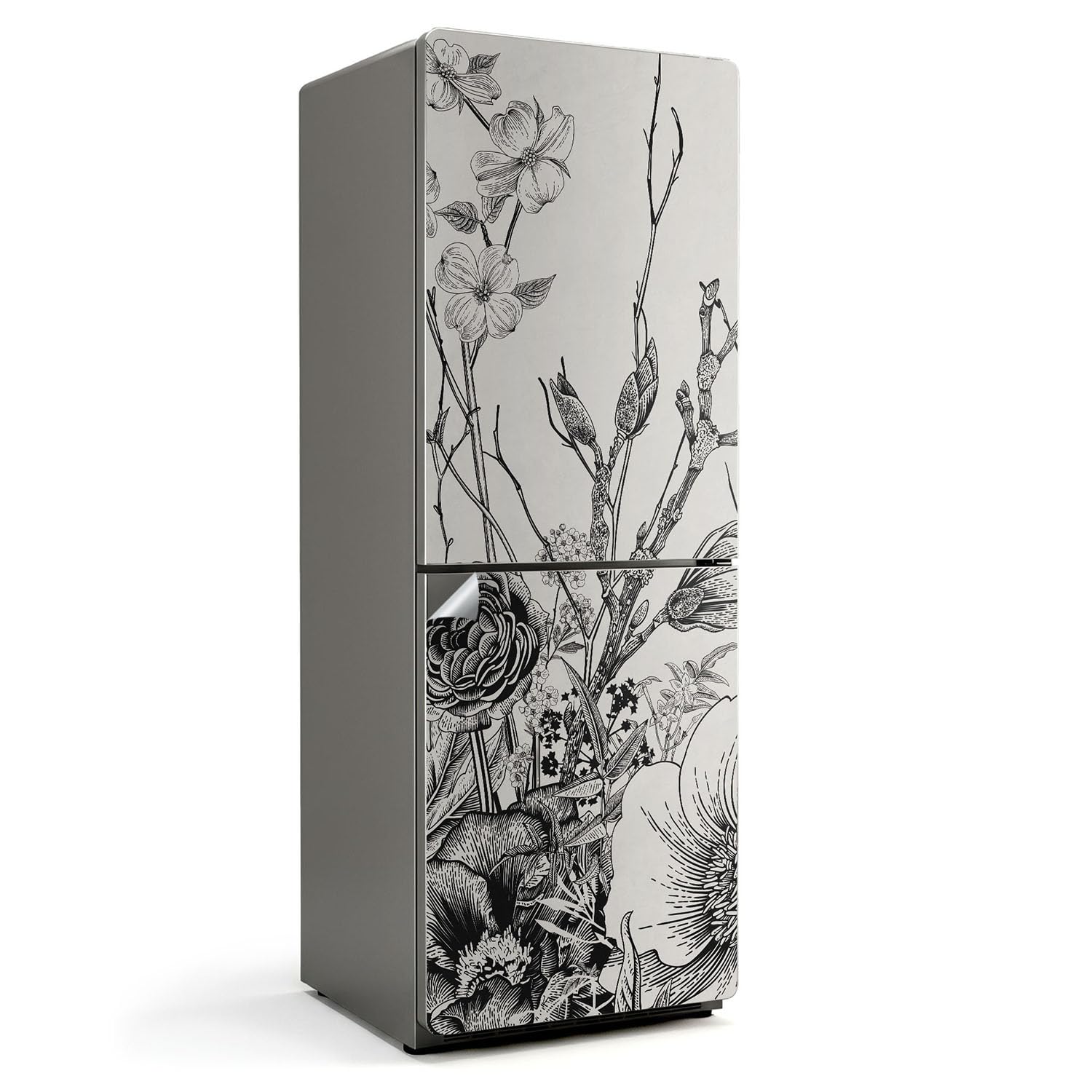 Autocollant frigo floral 70x190 pour sublimer votre cuisine et masquer les rayures