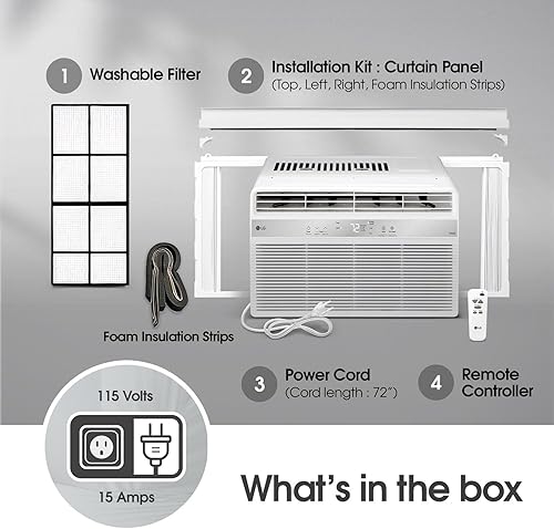Vista 67 de LG Aire acondicionado de ventana de 10000 BTU [2023] Control remoto con aplicación WiFi, filtro ultra silencioso, lavable, enfría 450 pies cuadrados
