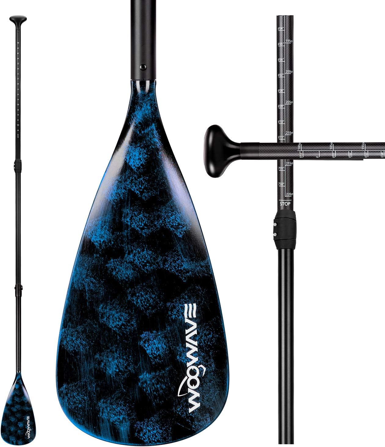 WOOWAVE SUP PADDLE - Carbon Fiber Shaft (Blue)