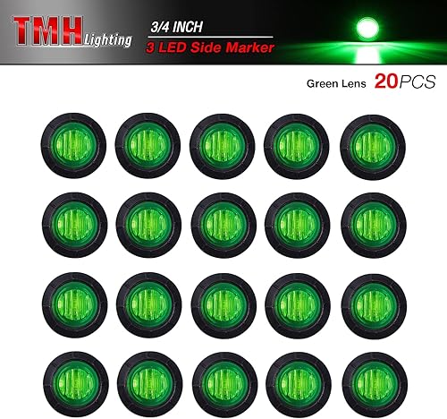 Miniatura 49 de TMH Paquete de 20 lentes ahumadas de 3/4 pulgadas LED blanco DC 12 V luz indicadora lateral redonda luz indicadora de liquidación lámpara de bala