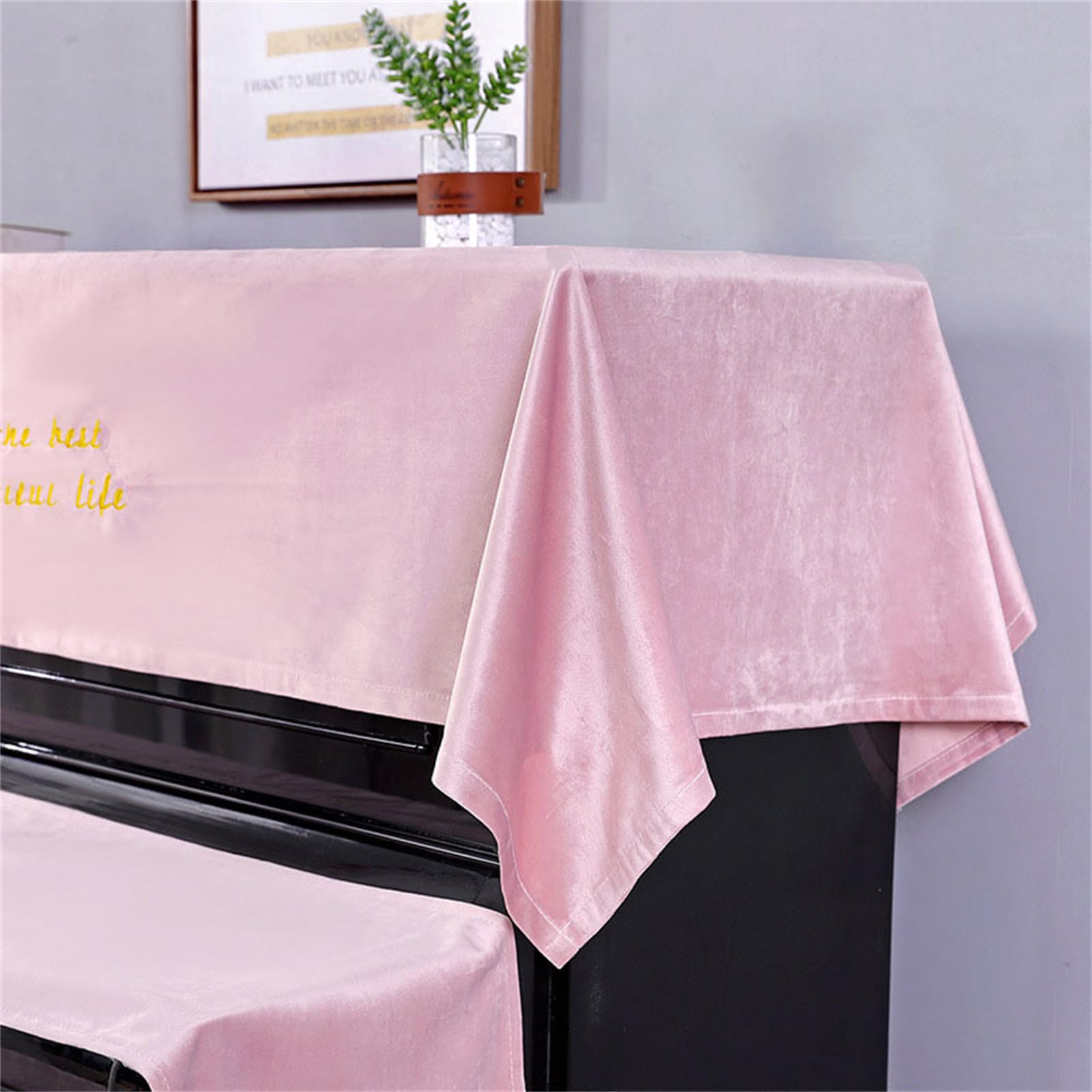 Set di Tre Pezzi con Copertura Antipolvere in Velluto per Mezzo Pianoforte e Sgabello, Copertura Protettiva Universale Antipolvere per Pianoforte Verticale, Copertura in Velluto per Mezzo pi