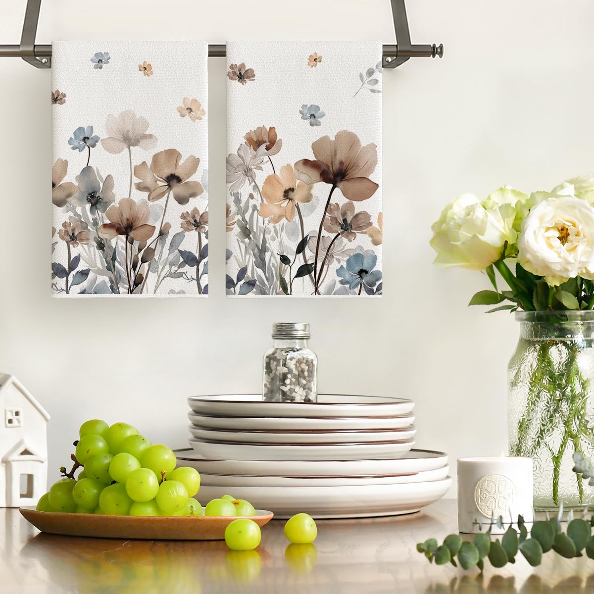 Set Di 2 Strofinacci Da Cucina Stagionali - Motivi Primavera Estate Con Fiori Selvatici - Foto 10