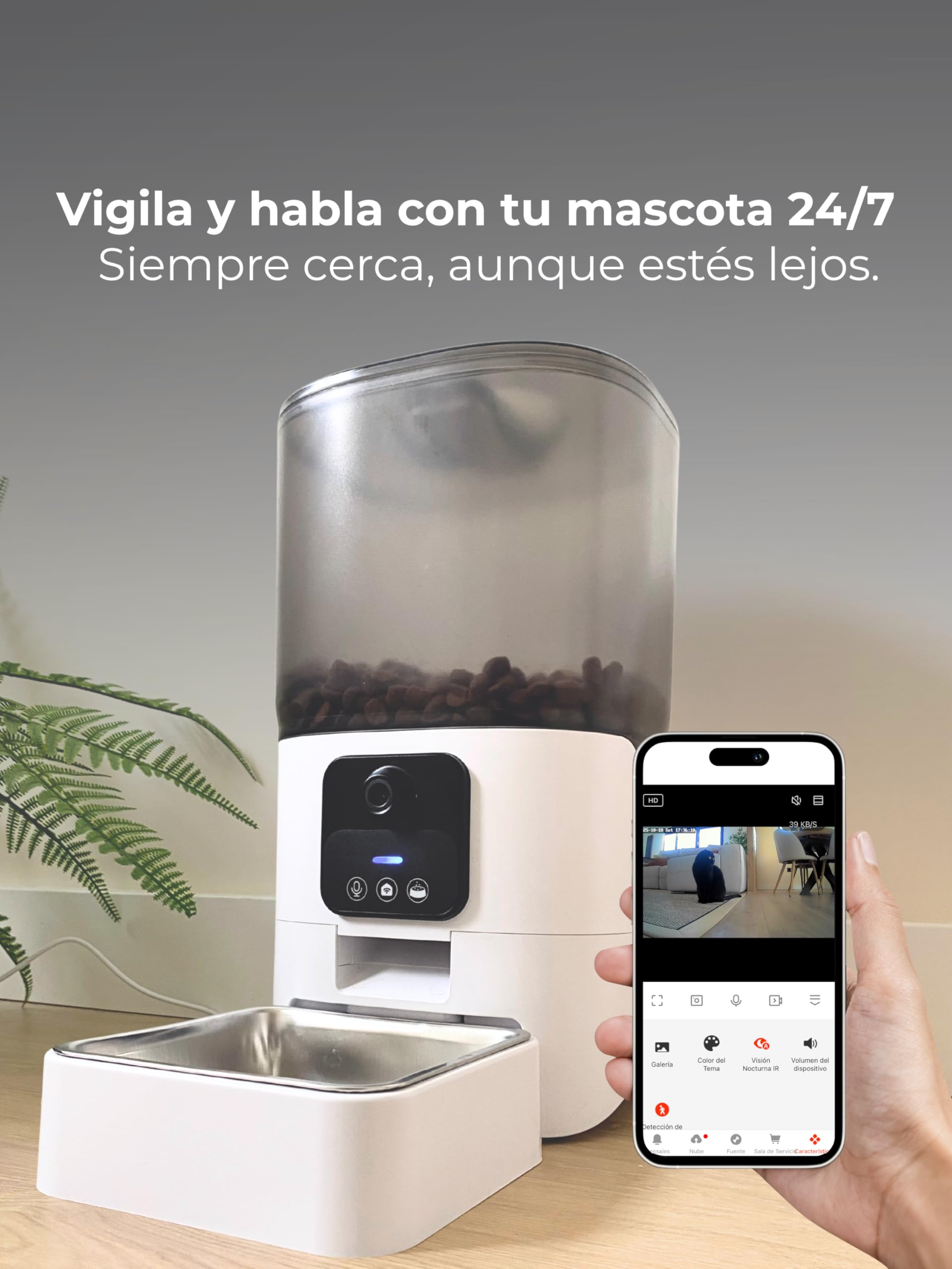 Comedero Automático con Cámara | Alimenta y Observa a tu Mascota Desde el Móvil | Control y Tranquilidad