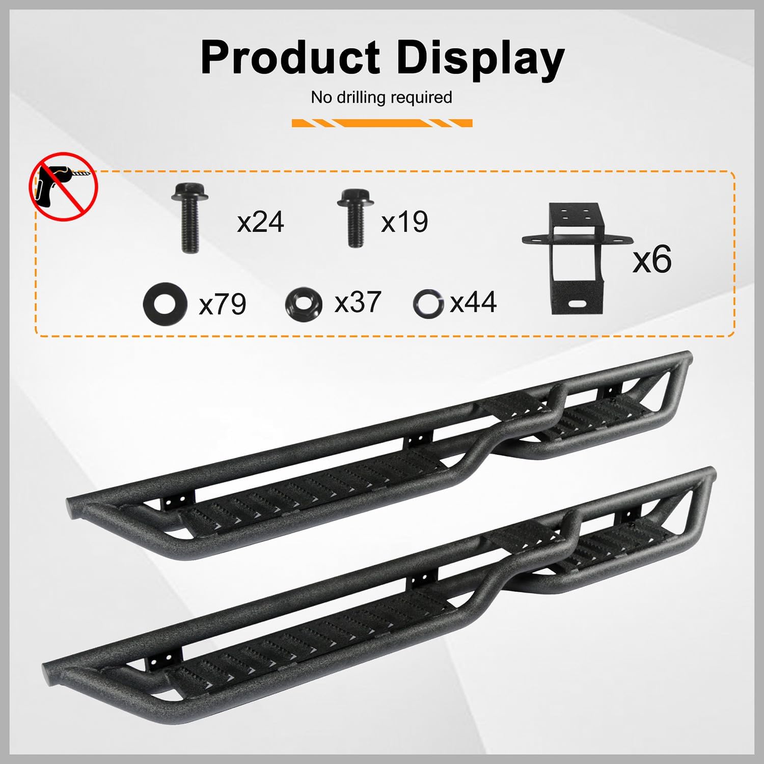 Running Boards Fit for Jeep Wrangler JL 4 Doors 2018-2025, Two-Stairs 5 Inches Width Off-Road Side Steps Heavy-Duty Steel Rock Sliders Step Bars Slip-Proof Textured Black