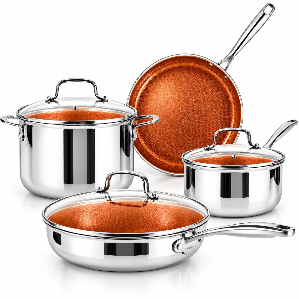 CERAMAX by GOTHAM STEEL 12 Pc Hybrid Ceramic Stainless Steel Cookware Set