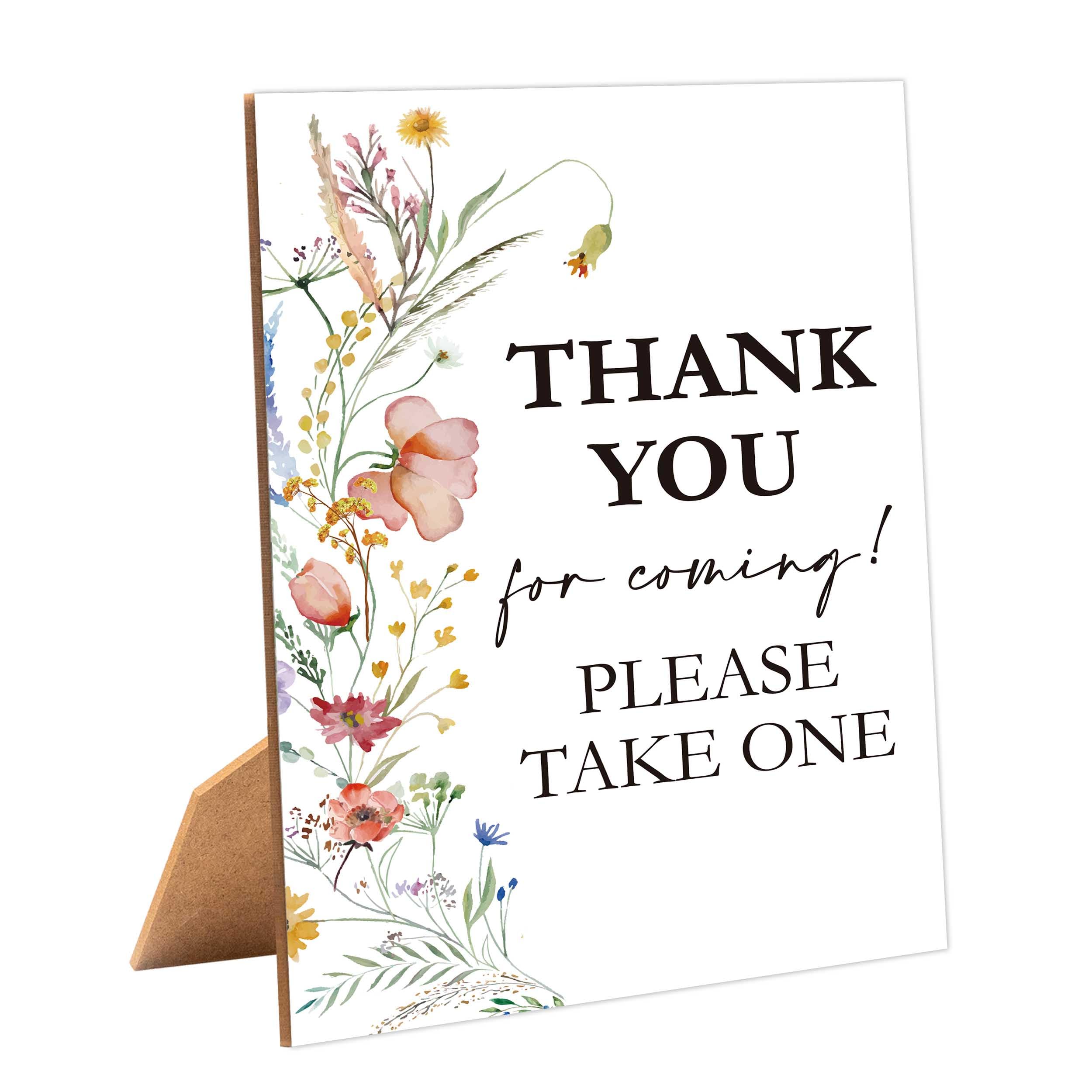 Boho Wildflower Thank You For Coming Sign for Baby Shower, 1 Pack Wooden Sign with Stand Tabletop Decor, Boho Baby Shower Decoration, Gender Neutral