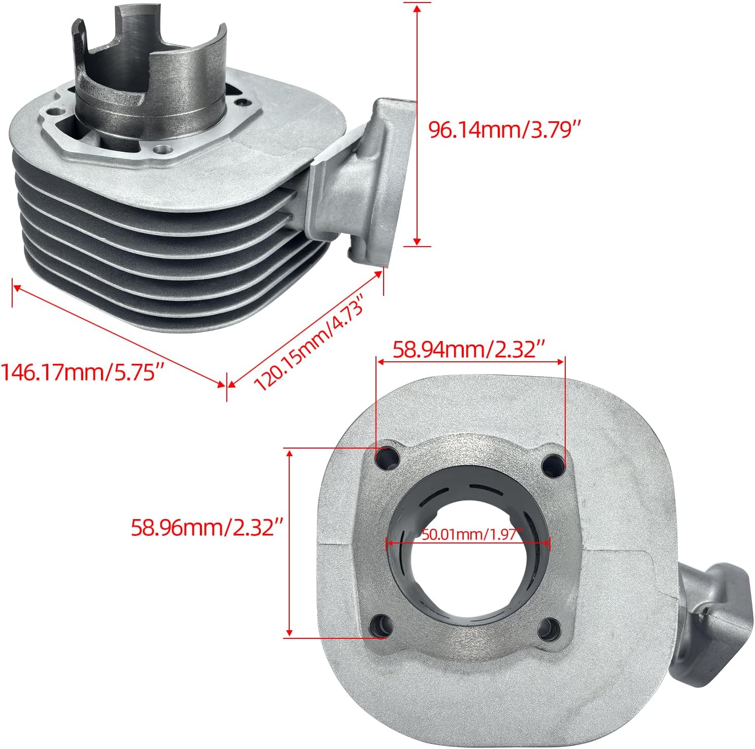 11210-40B01 50mm 80cc Cylinder Piston Gasket Top End Rebuild Kit Compatible with Suzuki Quadsport LT80 1987-2006 Kawasaki KFX80 03-06