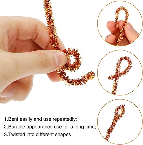 Miniatura 3 de WILLBOND 300 piezas de limpiadores de tuberías de Halloween con purpurina de oropel de chenilla, tallos de chenilla, limpiadores de tuberías