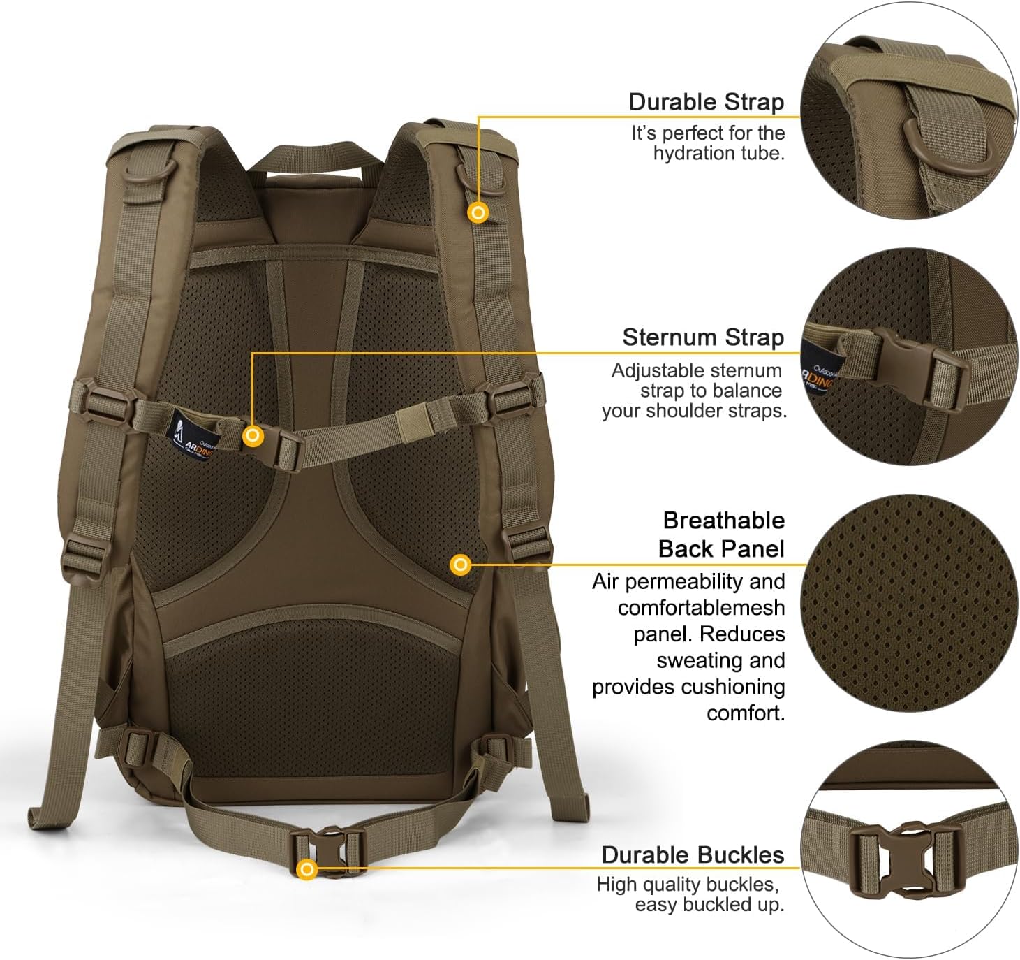 Mardingtop Military Tactical Backpack for Men 28L Molle Rucksack Army Backpack EDC Daypack for Hiking,Travel,Camping, Hunting - Image 4