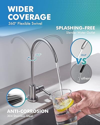 Miniatura 5 de VFAUOSIT - Grifo de agua potable para el fregadero de la cocina, de acero inoxidable, filtro de agua, ósmosis inversa o sistema de filtración, sin