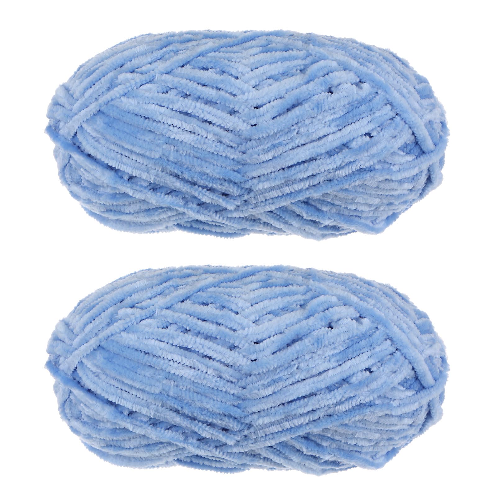 uxcell 2Skeins Velvet Chenille Yarn 2x100g/7.1oz 174 Yards Total Length #6 Super Bulky Polyester Soft Blanket for Knitting Bag Scarf Sky Blue