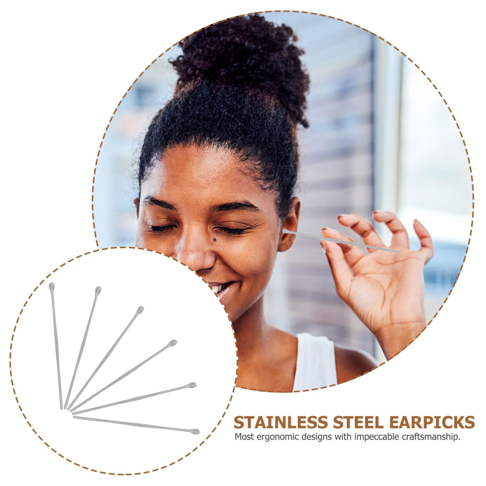 JECOMPRIS Stainless Steel Removal Tool 6Pcs Earpicks Lightweight Portable for Home Travel Care, Silver, Medium - Image 4