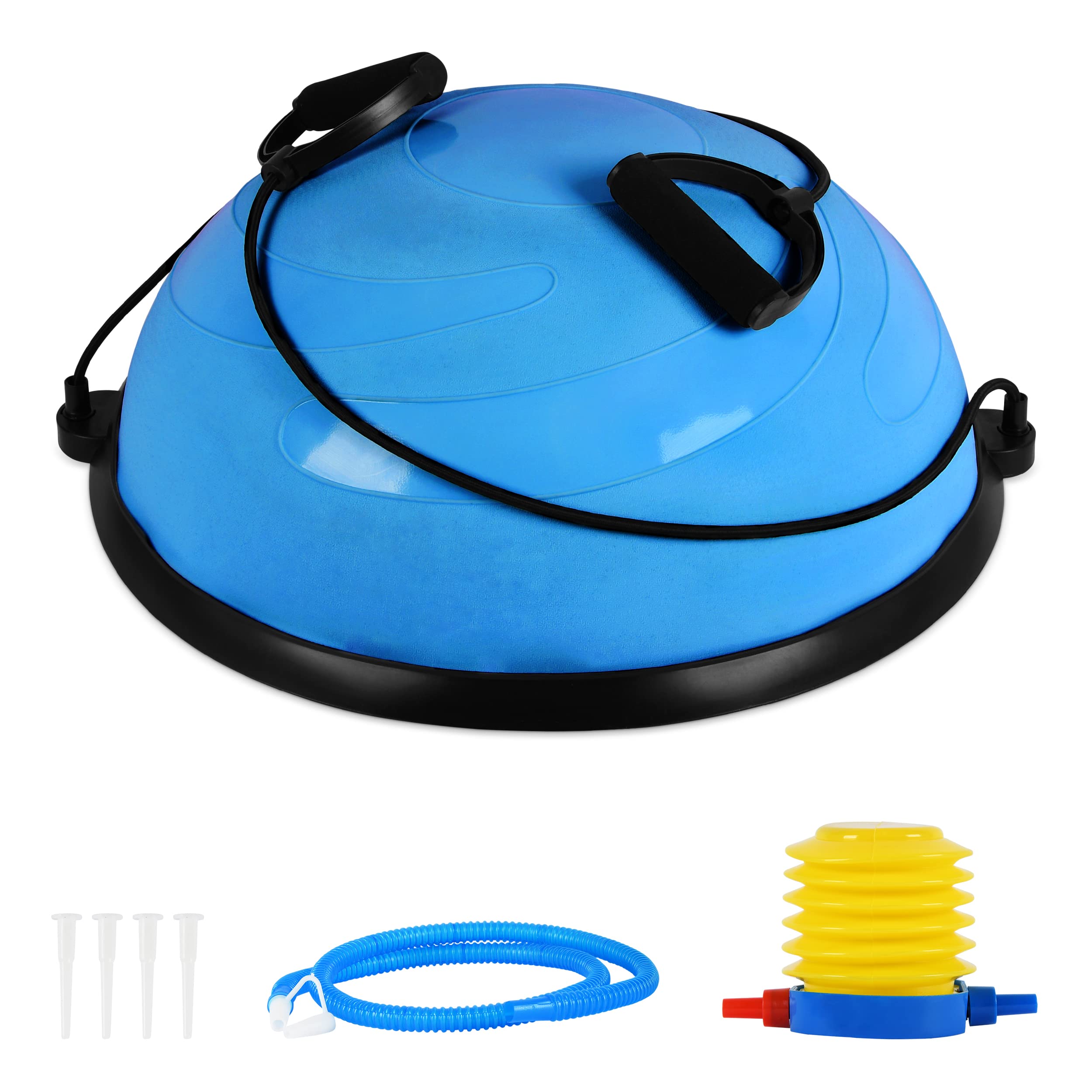 Balance Ball Trainer Premium piłka gimnastyczna + ekspander i pompka – możliwość obustronnego użytkowania, trenażer równowagi (granatowy)