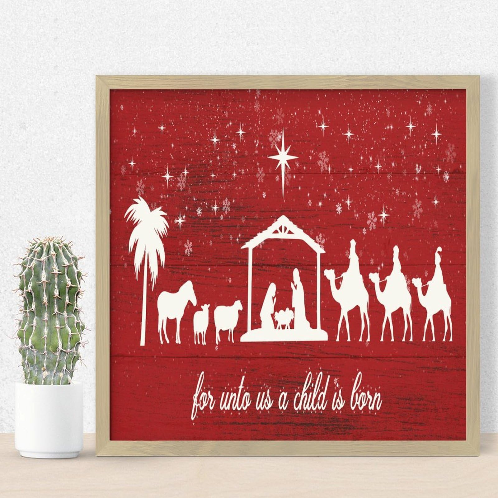 Panneau mural rustique Oh Holy Night en cadeau de Noël idéal pour pendaison de crémaillère