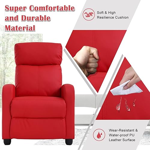 Miniatura 40 de Sillas reclinables para sala de estar, sofá reclinable de masaje para cine en casa con respaldo acolchado de piel sintética, sillón reclinable de