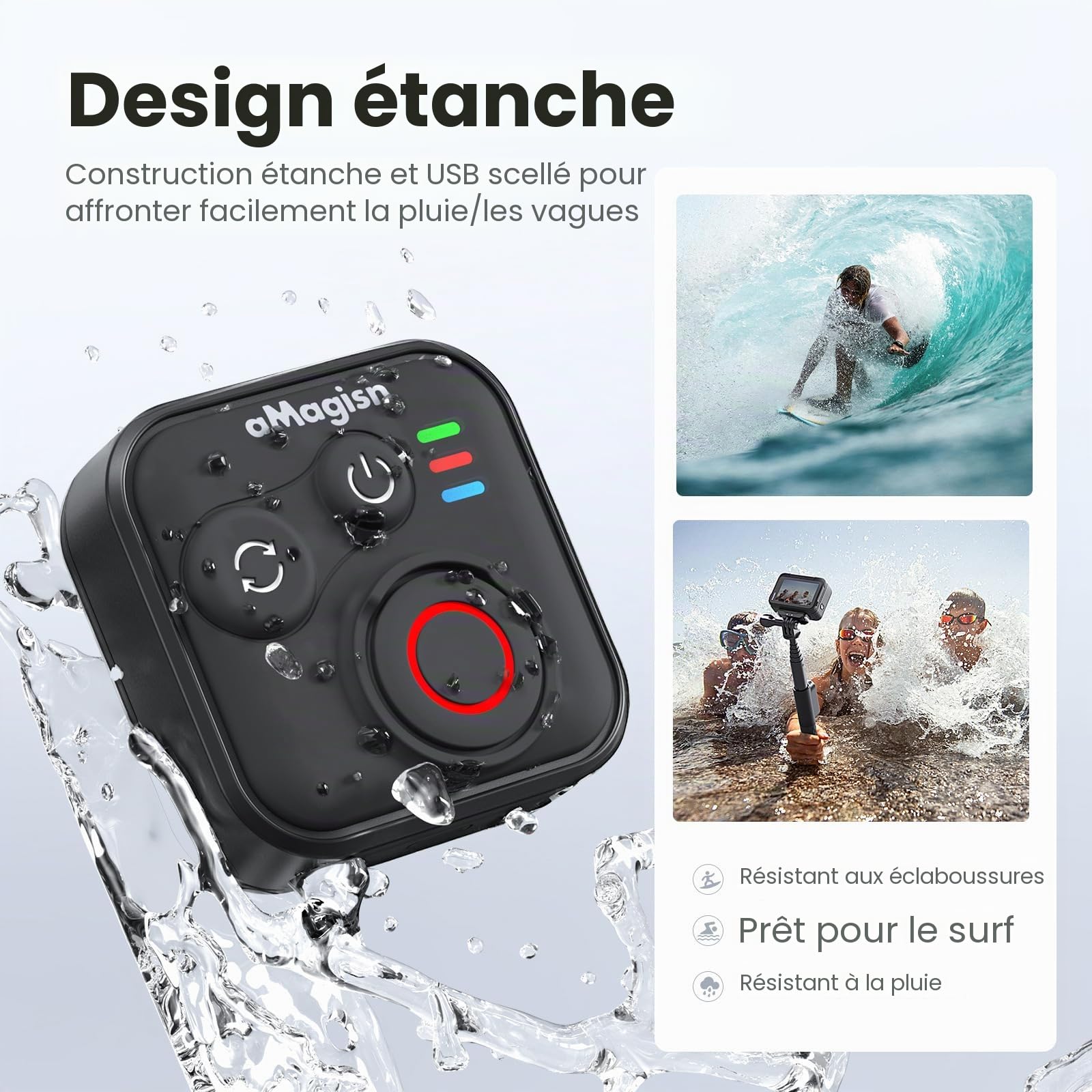 Télécommande Bluetooth pour Insta360 Ace Pro 2 X5 ONE RS GoPro Hero 13 12 sans fil avec dragonne portée de 50 m Accessoires de caméra d'action intelligente étanche pour sports de plein air