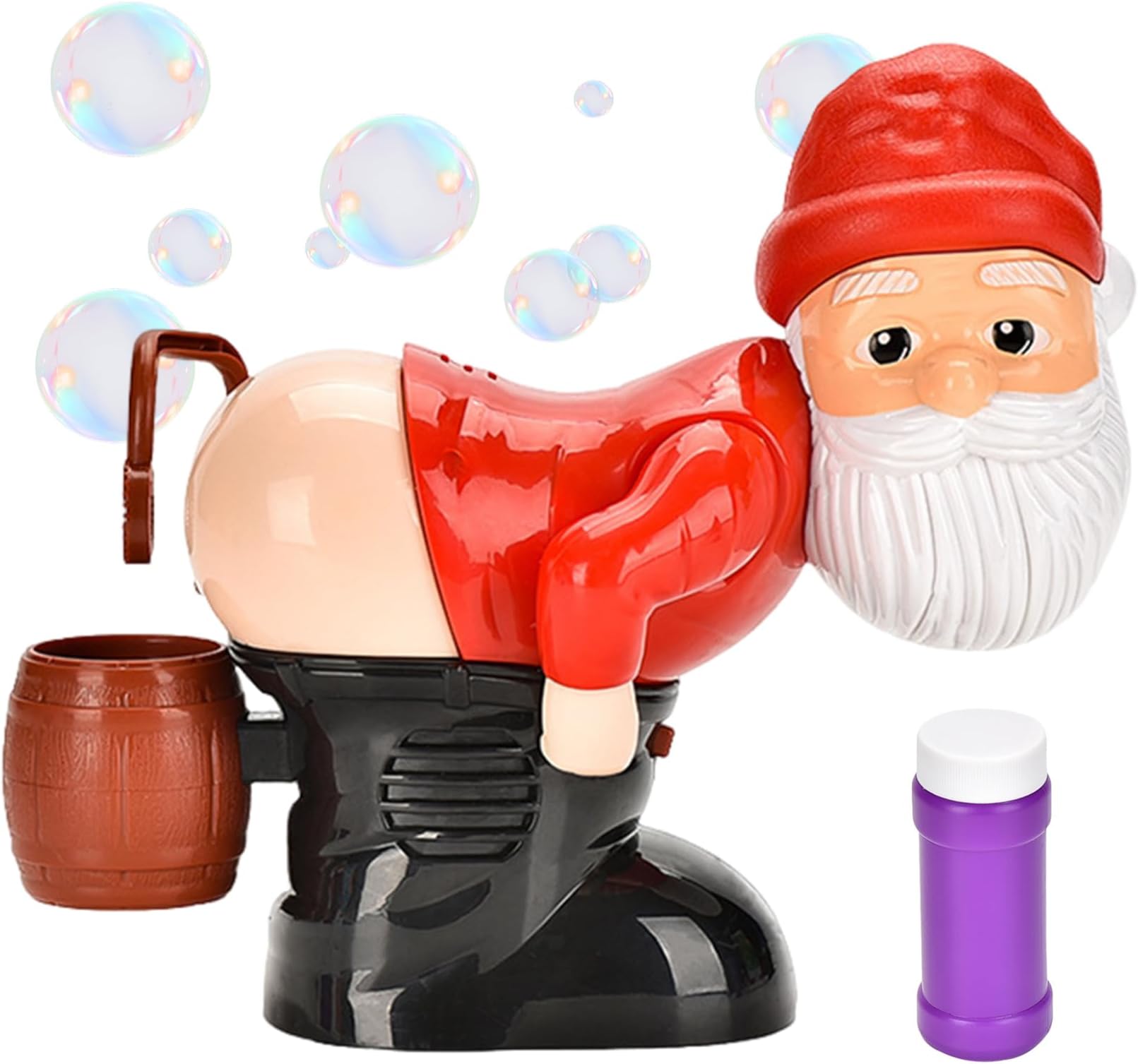 Christmas Decor Bubble Machine with Liquid Electronic Santa Fart Bubble Blower with Light & Music for Indoor Outdoor Birthday Party, No Battery
