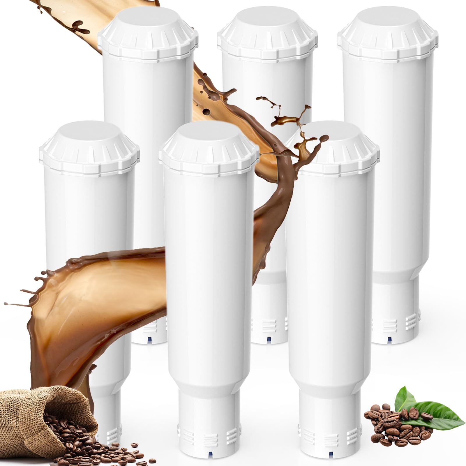 6 Stück Wasserfilter für Melitta Filterpatrone, Krups F088 F08801, | für Nivona Wasserfilterpatrone, 3-Stufige Filter Wasserfilter passend für Nivona, Melitta Pro Aqua Kaffeemaschine