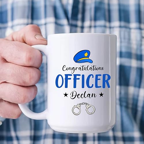 Vista 24 de Tazas personalizadas con nombre de oficial de policía, taza de café Best Cop Ever, tazas de cerámica personalizada para policía, regalo de la Taza
