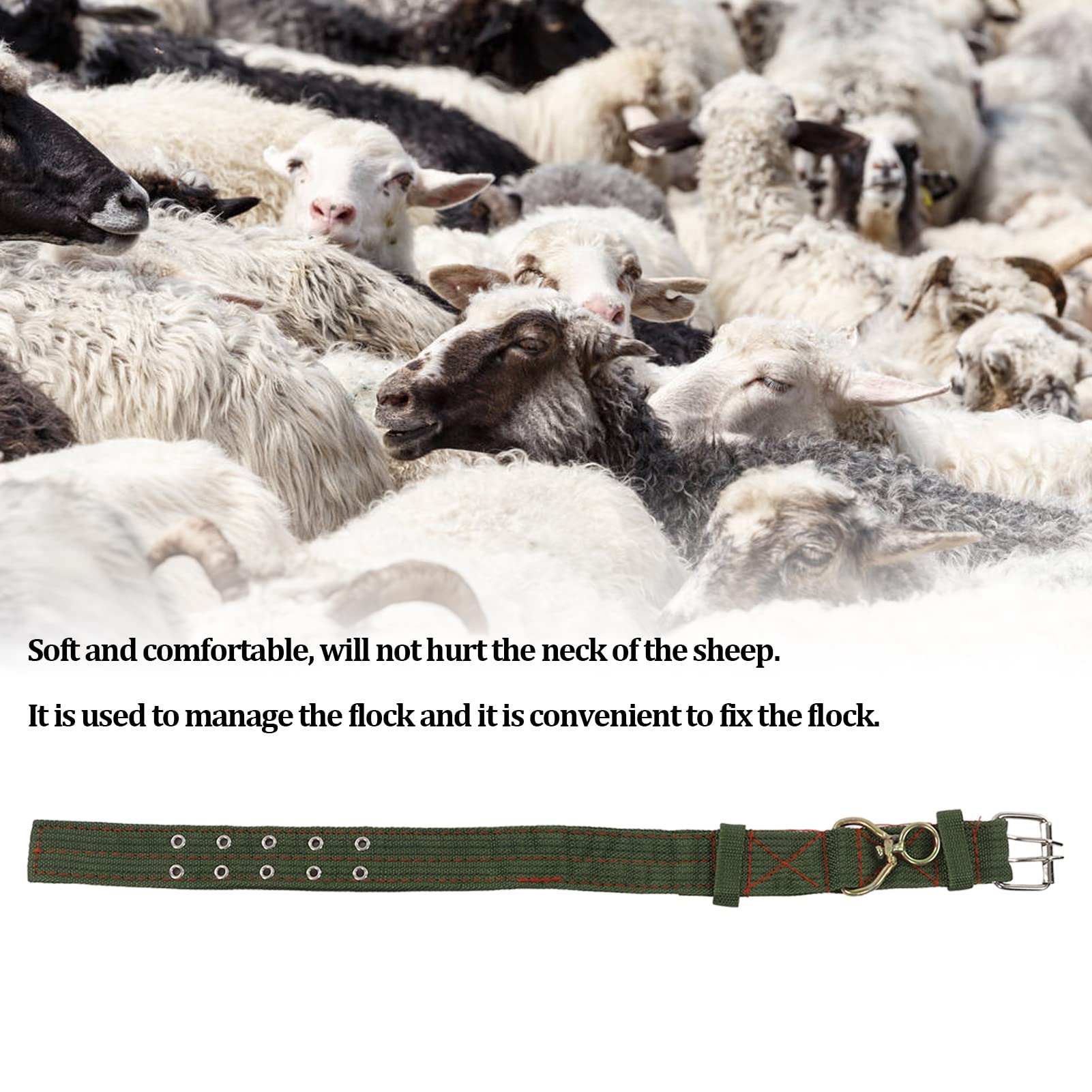 Zerodis Collier de Chèvre de Vache avec Boucle Tournante, Toile et Matériau Métallique, Doux et Confortable pour Les Moutons (S)