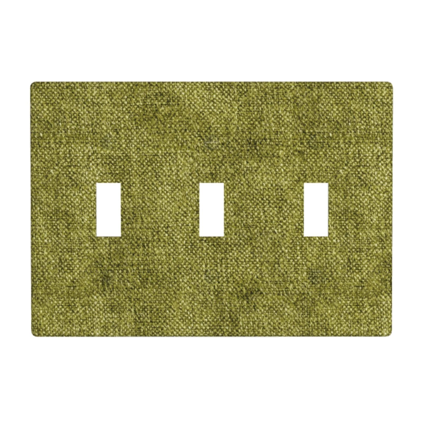Flat Plain-Weave Fabric Texture Moss Green Light Switch Covers 3 Gang Triple Toggle Wall Plate Switchplate Electrical Faceplate for Bathroom Kitchen Bedroom Decor