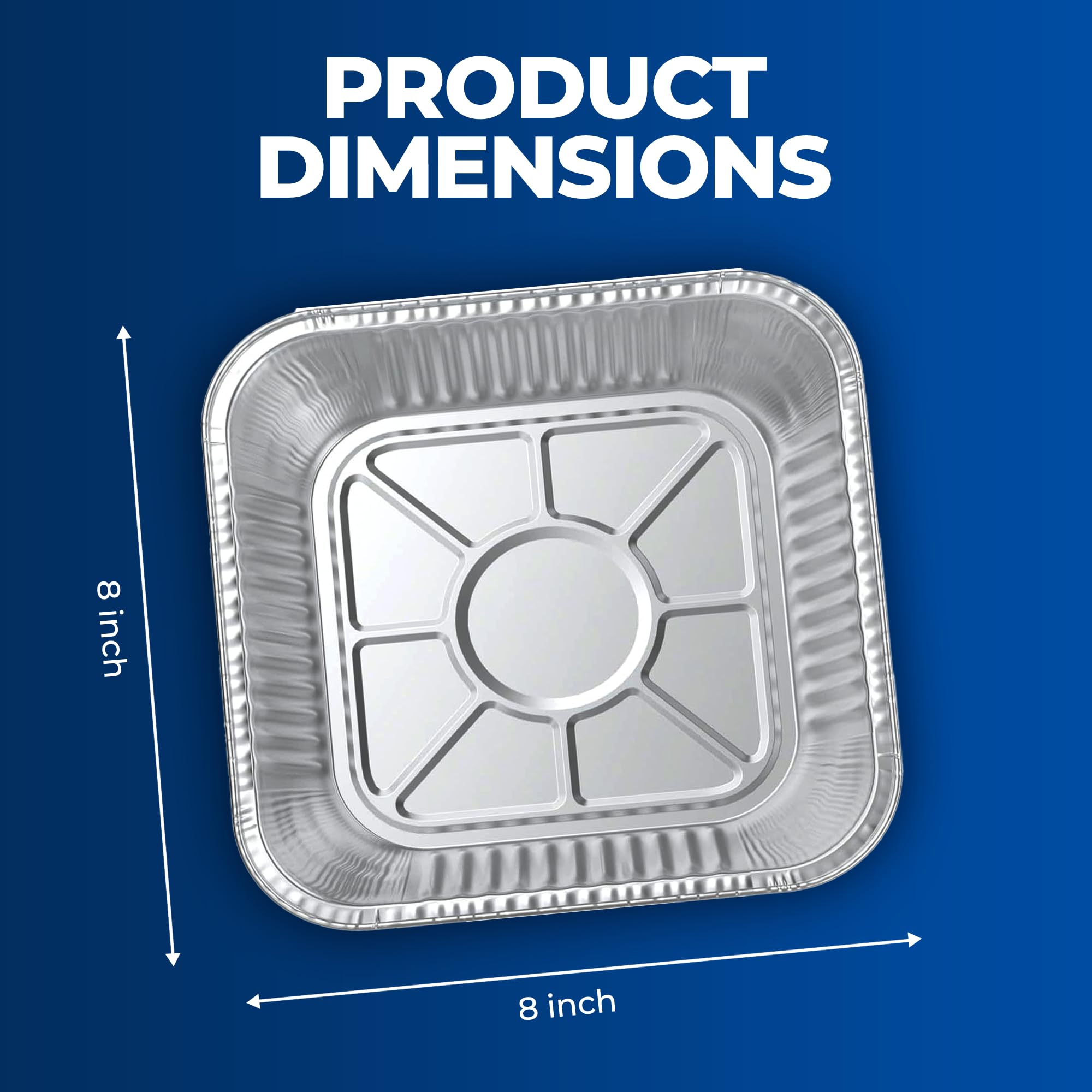 Sartenes de aluminio con tapas de 8 x 8 pulgadas [20 juegos] Bandejas desechables de papel de aluminio – Sartenes cuadradas de aluminio de 8 pulgadas con tapas para hornear, asar, calentar, almacenar,