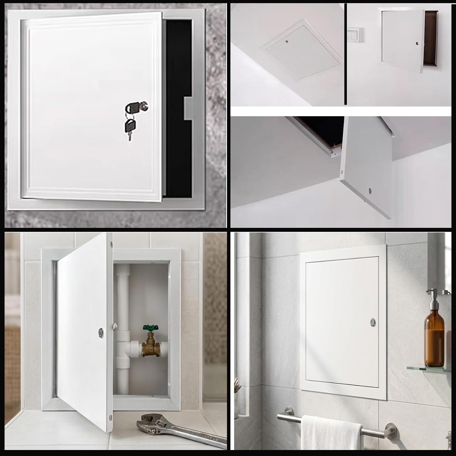 Generico Botola di Ispezione 30x30,Sportello in Cartongesso con Serratura | Apertura Di Accesso a Parete E Soffitto per Vani Tecnici Contatori, Tubazioni Interventi Di Manutenzione