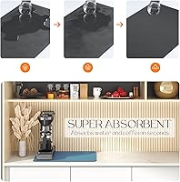 Vista 2 de Tapete de café de 20 x 16 pulgadas, súper absorbente, de secado rápido, para accesorios de cafeteras, cafetera, molinillo, decoración, encimera