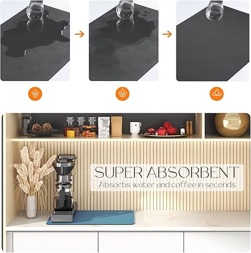 Miniatura 3 de Tapete de café de 15 x 12 pulgadas, súper absorbente, de secado rápido, para accesorios de cafeteras, cafetera, decoración de mesa de café, encimera