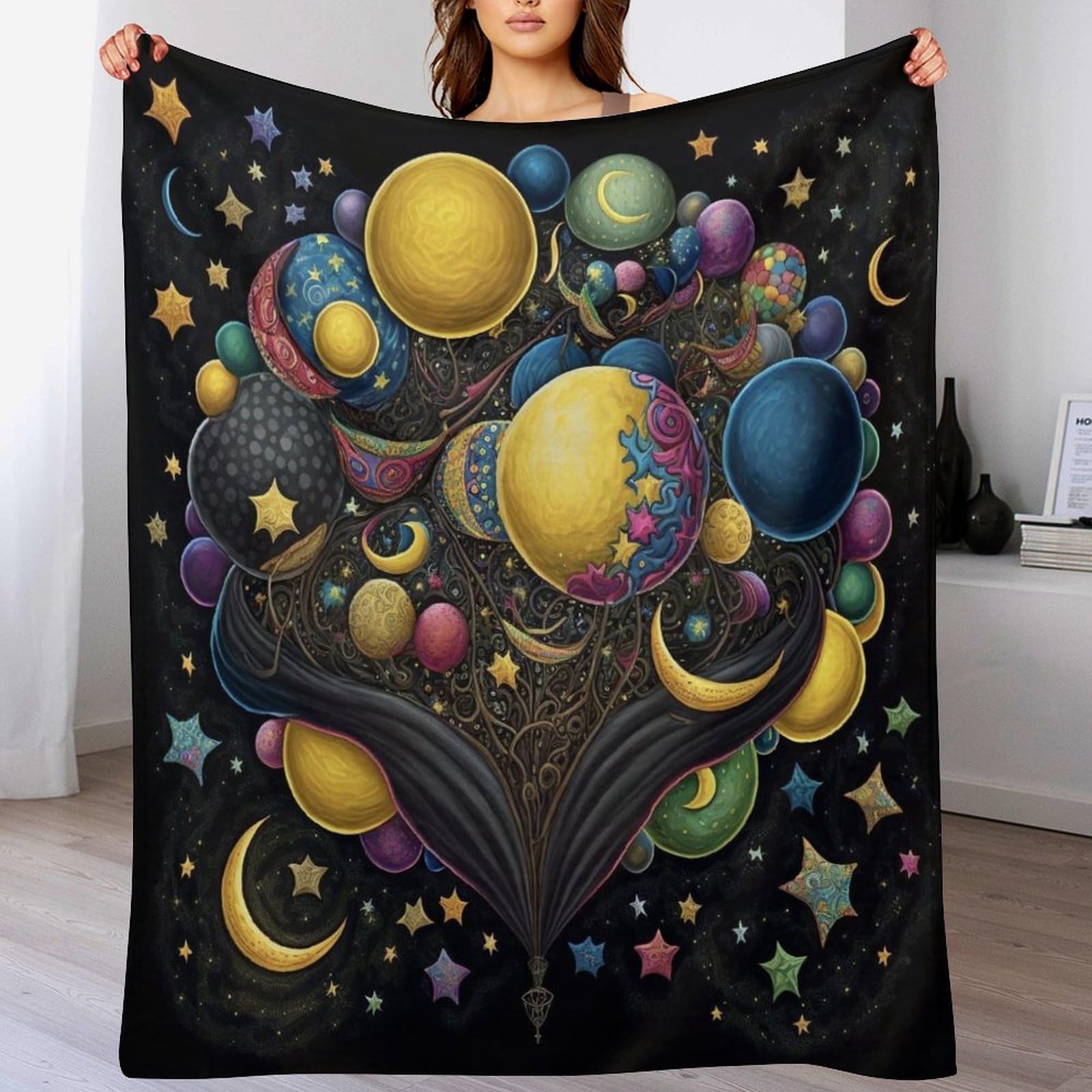 Couverture en flannel planète ultra luxueuse en peluche douce 140x180cm