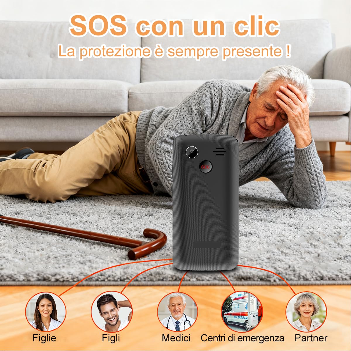 Telefono 4G per Anziani Sbloccato,Tasti Grandi,SOS,Base di Ricarica USB-C | Cellulare semplice per genitori anziani,senza contratto,chiamata rapida,caratteri grandi,audio potente,torcia LED,Bluetooth