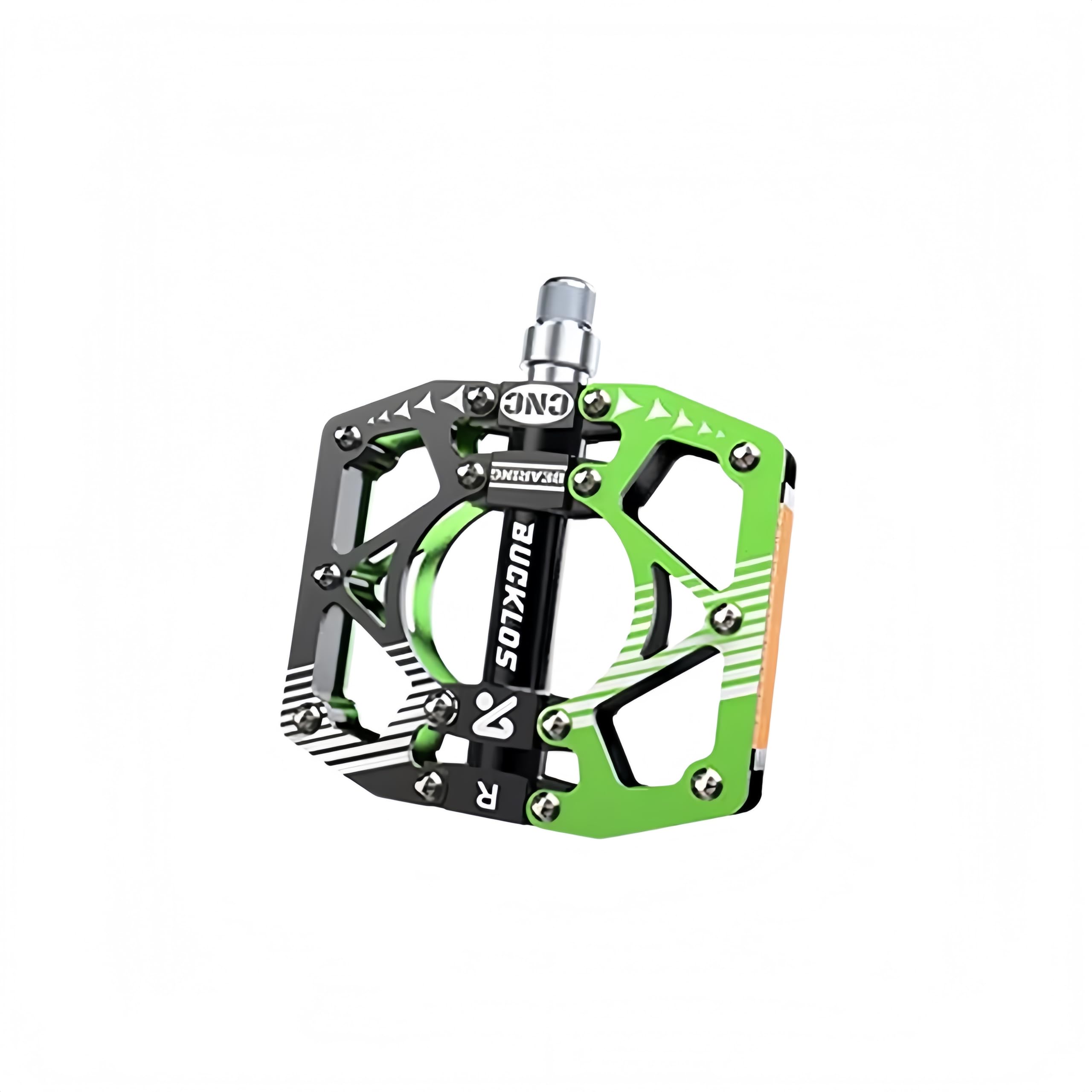 AEYINO MTB Bike Flat Pedals with Reflectors (Black+Green)