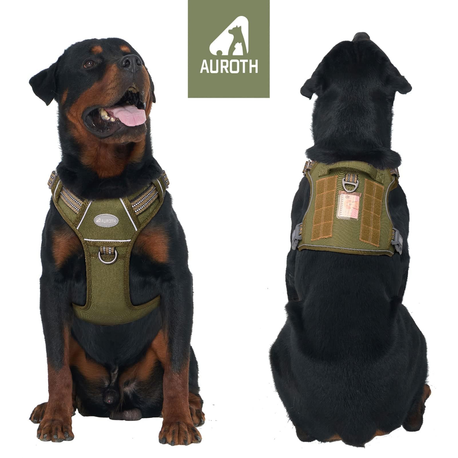 Auroth Arnés táctico para Perros pequeños, medianos y Grandes, arnés Ajustable sin tirones, Reflectante K9, Entrenamiento de Trabajo, Chaleco de fácil Control, arnés para Perros de Servicio Militar
