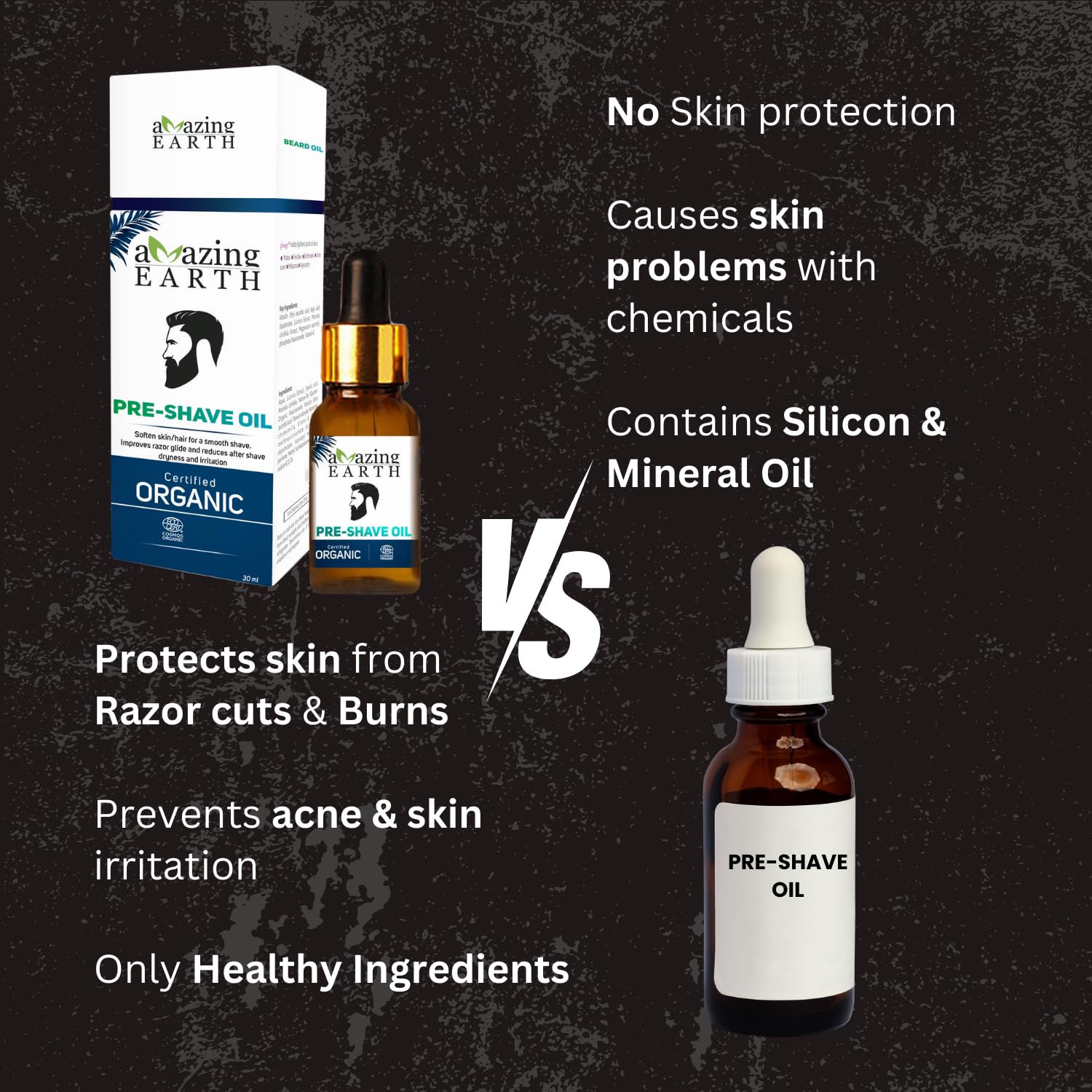 AMAzing EARTH Certified Organic Pre-Shave Oil - with Olive, Argan & Apricot Oil, Soft Stubble, Moisturizing, Silicone & Minerals Free, Sulphates & Parabens Free, Vegan & Cruelty Free - 30ml - Image 7 thumbnail