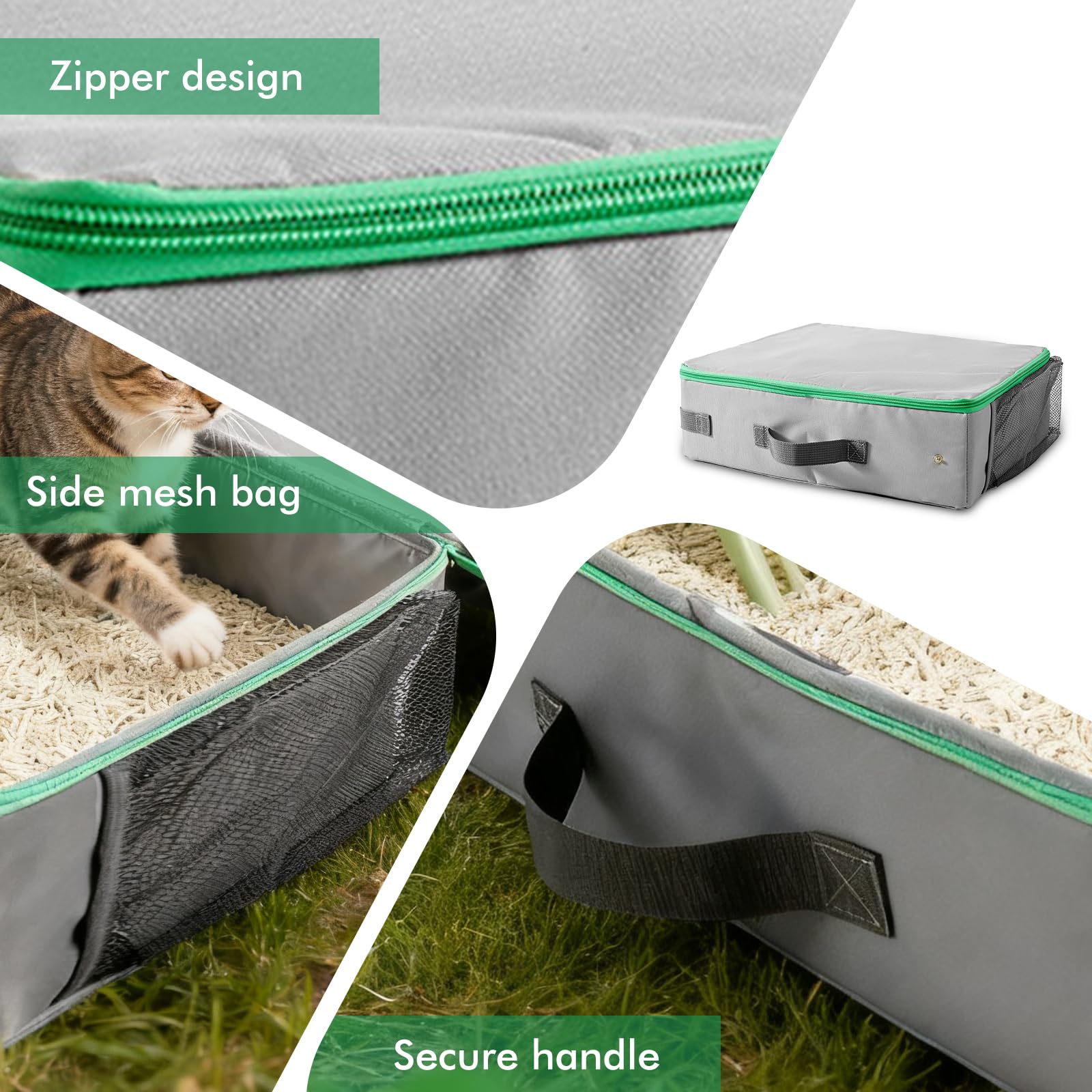 Litiere Portable pour Chat, Caisse Litiere pour Chat Pliable en Tissu Oxford Étanche avec Poignée, Léger et Durable pour Maison Voyage Extérieur Intérieur Facile à Nettoyer