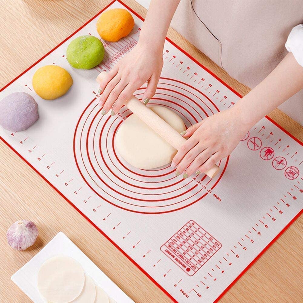 Sponsored Ad - Silicone Pastry Mat - Non-Stick Baking, Fondant, and Dough Rolling Mat (40cm x 60cm) - Oven Liner and Pie Crust Mat - Multicolor
