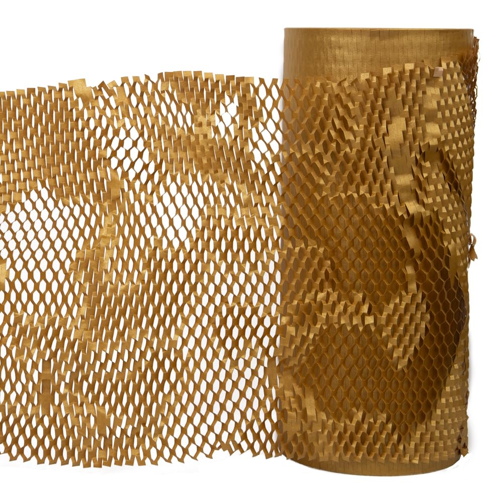 JAM PAPER Honeycomb Packing Paper Roll - 12" x 328' - Gold - 328 Sq Ft - 80 GSM - Roll Sold Individually